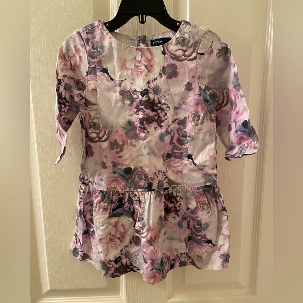 Baby Gap Girls Purple Roses Floral Dress Size 2T